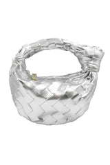 MITZI WOVEN KNOTTED HANDBAG IN SILVER
