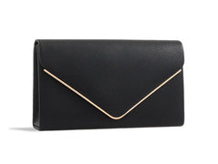 SCULPT  CLUTCH WITH GLEAMING DETAIL IN BLACK FAUX LEATHER
