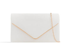 SCULPT  CLUTCH WITH GLEAMING DETAIL IN WHITE FAUX LEATHER