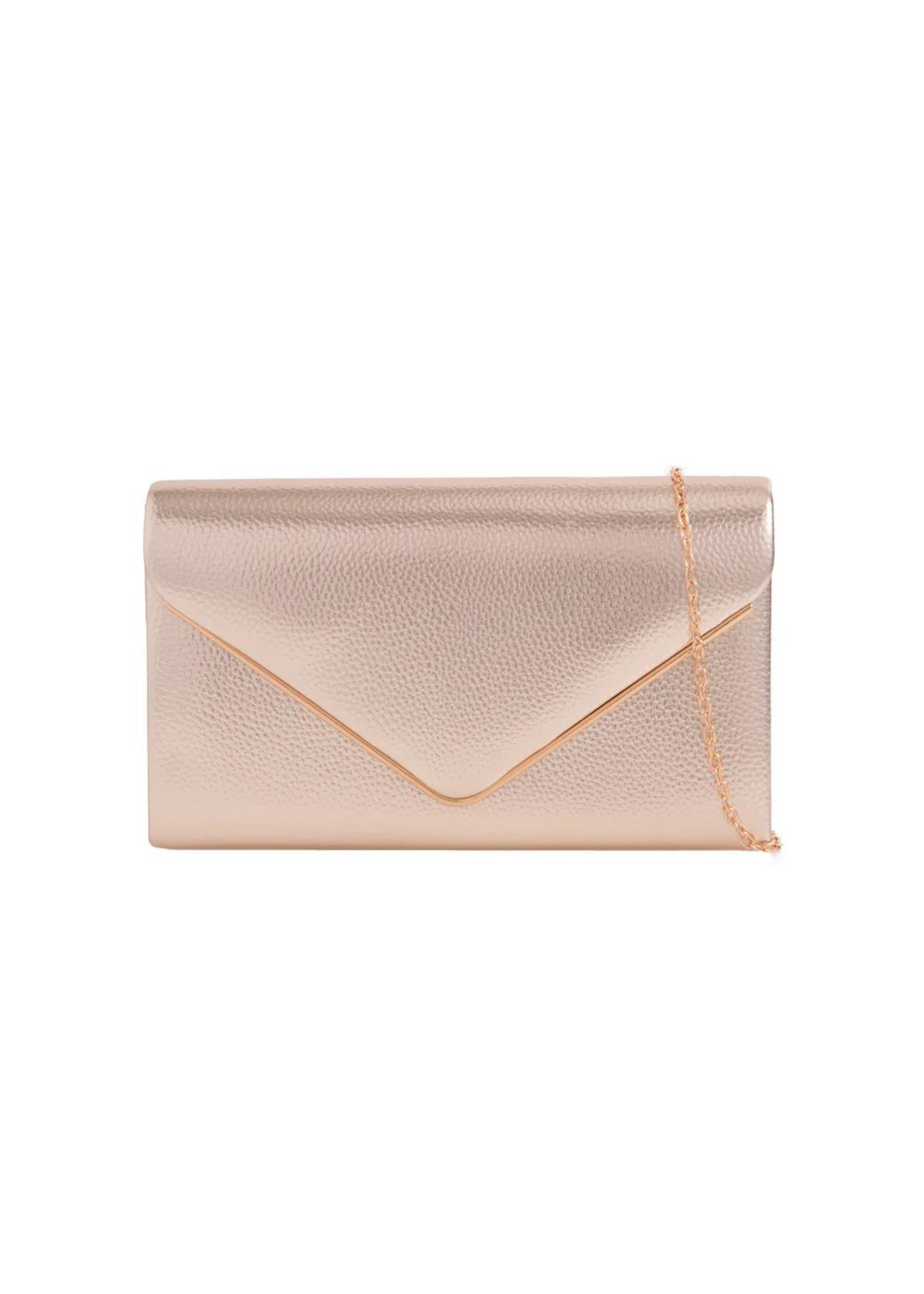 SCULPT  CLUTCH WITH GLEAMING DETAIL IN GOLD FAUX LEATHER