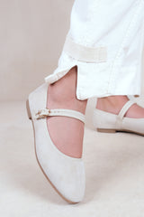 BERLIN BALLET TOE PUMP WITH STRAP IN BEIGE