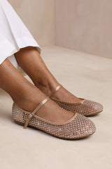 TENNESSEE WIDE FIT DIAMANTE DETAIL PUMP WITH STRAP IN NUDE MESH