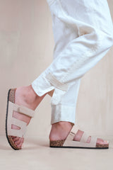 PISA STRAPPY FLAT SANDALS IN BEIGE