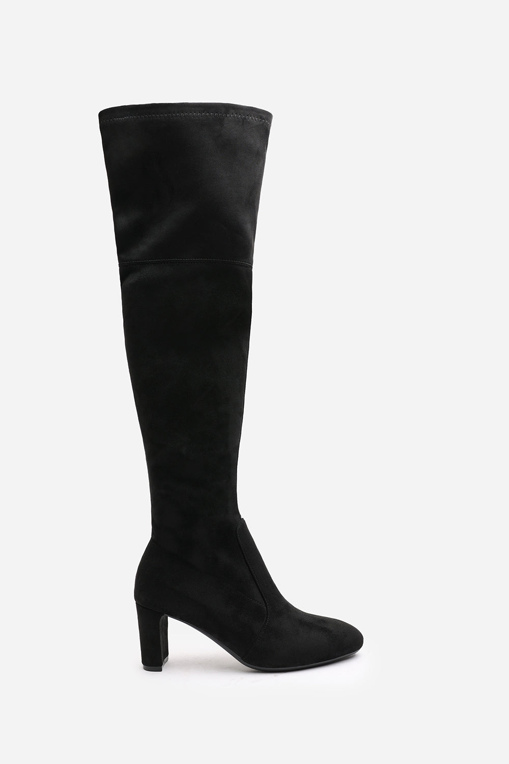 Winnie Black Suede Block Heel Over The Knee Boots