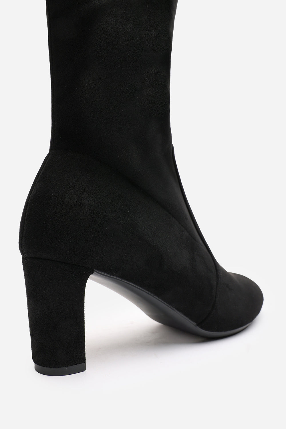 Winnie Black Suede Block Heel Over The Knee Boots