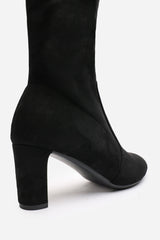 Winnie Black Suede Block Heel Over The Knee Boots