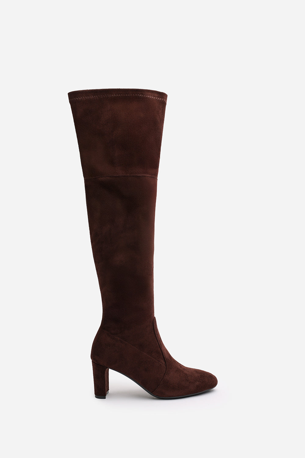 Winnie Dark Brown Suede Block Heel Over The Knee Boots