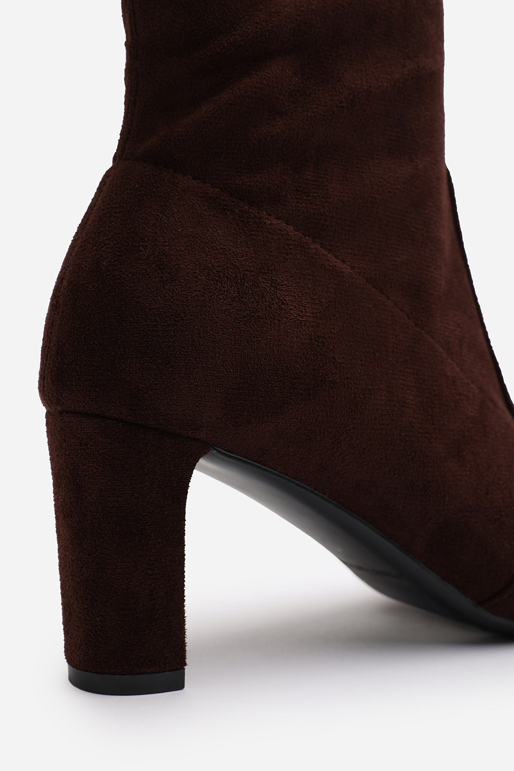 Winnie Dark Brown Suede Block Heel Over The Knee Boots