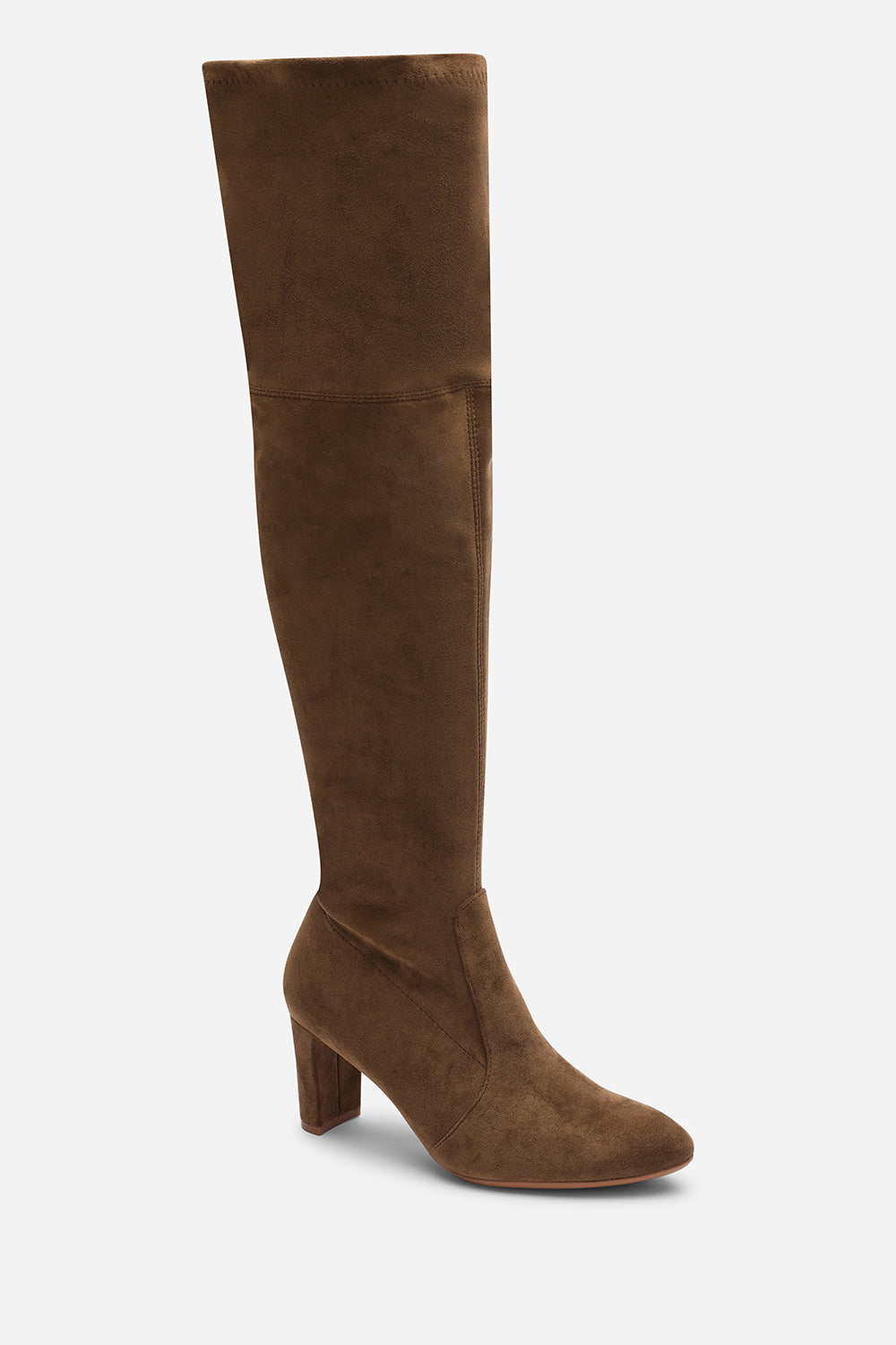Winnie Khaki Suede Block Heel Over The Knee Boots