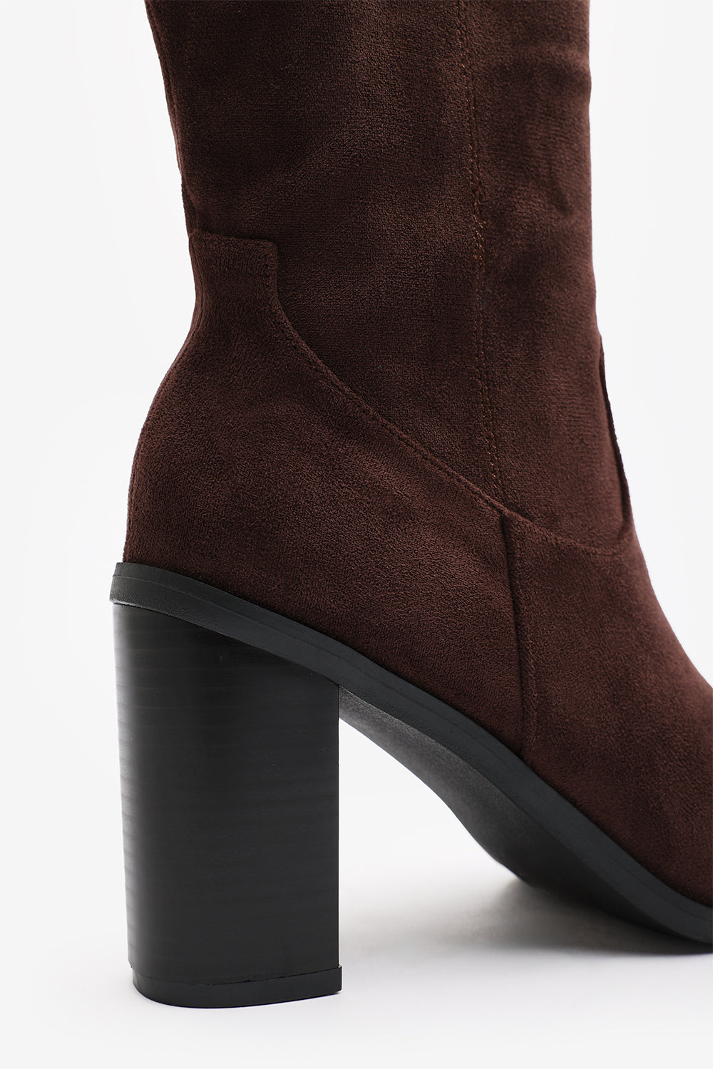 Regina Brown Suede Knee High Block Heeled Boot