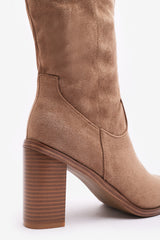 Regina Camel Suede Knee High Block Heeled Boot