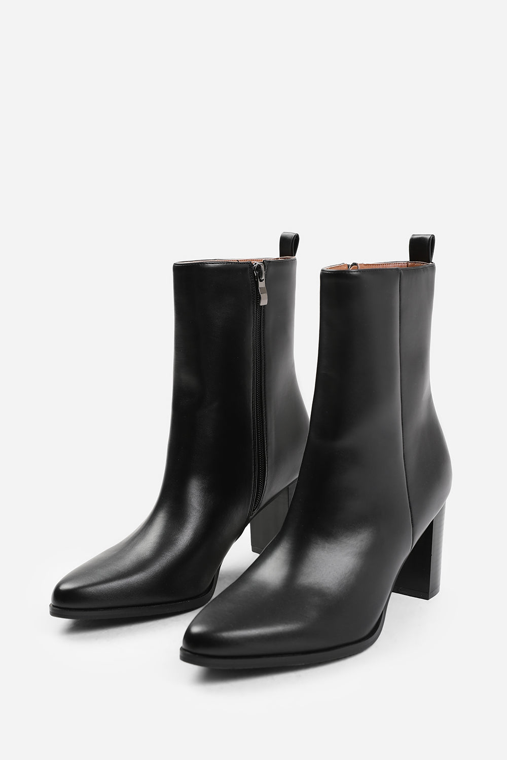 NORTH WIDE FIT BLOCK HEEL ANKLE BOOT IN BLACK FAUX LEATHER