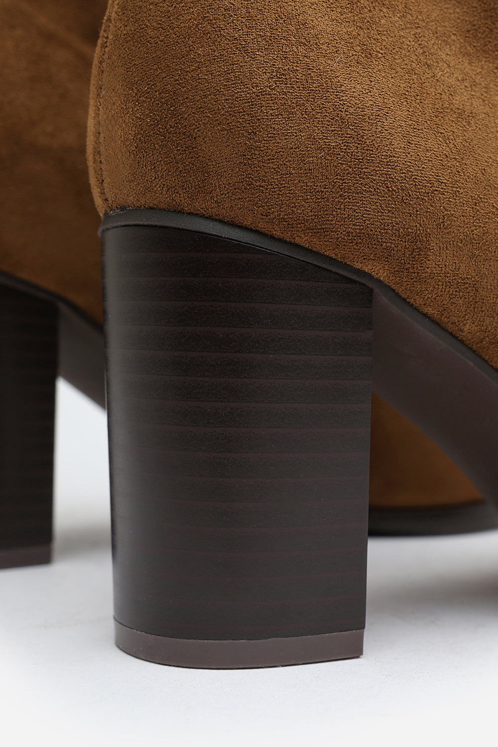 North Block Heel Ankle Boots In Khaki Suede