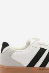 Venice Classic white and grey retro lace up trainer with black stripes