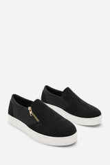 Florina Black Zip detail Trainer with Diamante Toe