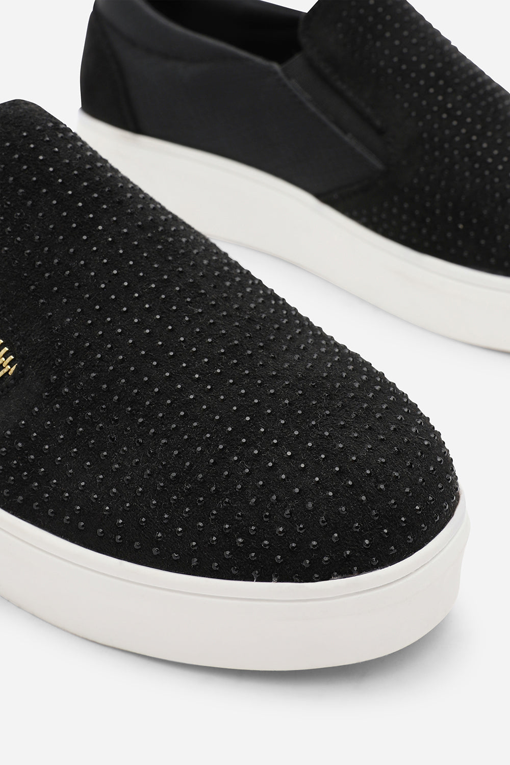 Florina Black Zip detail Trainer with Diamante Toe