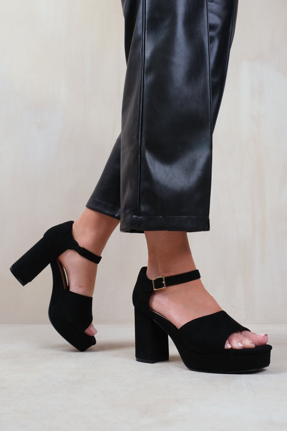 Suede chunky heels clearance