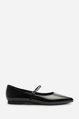 Novalee Wide Fit Pointed Toe Mary Jane Front Strap Ballet Flats