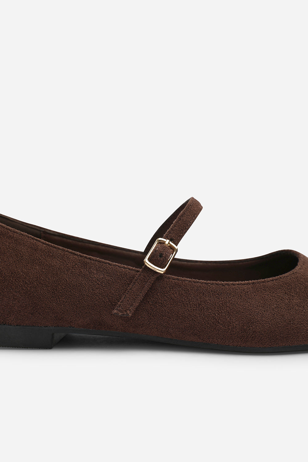 Novalee Pointed Toe Mary Jane Front Strap Ballet Flats in Brown Suede