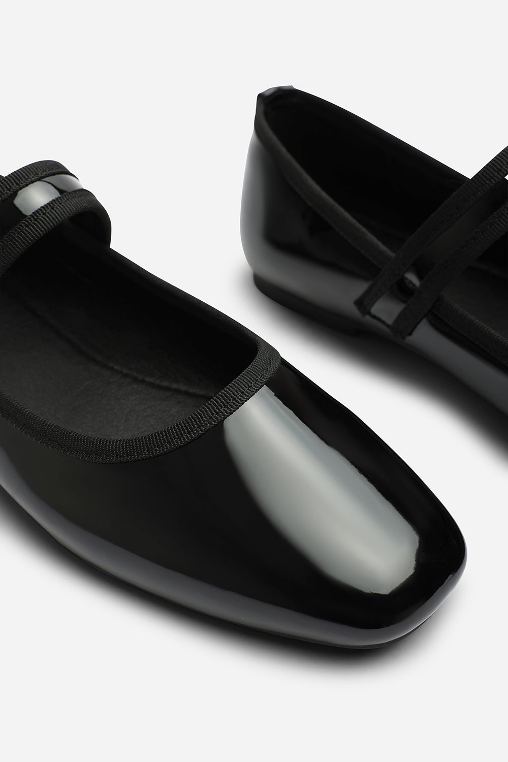 Karsyn Mary Jane Ballet Flats With Buckle Detail in Black Patent
