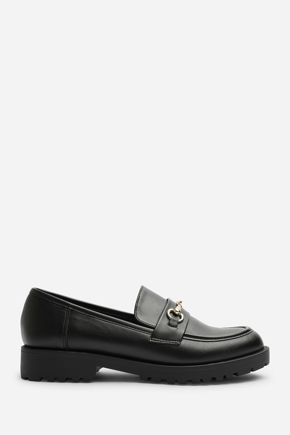 Aadhya Black Chunky Snaffle Trim Detail Loafers