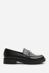 Aadhya Black Chunky Snaffle Trim Detail Loafers