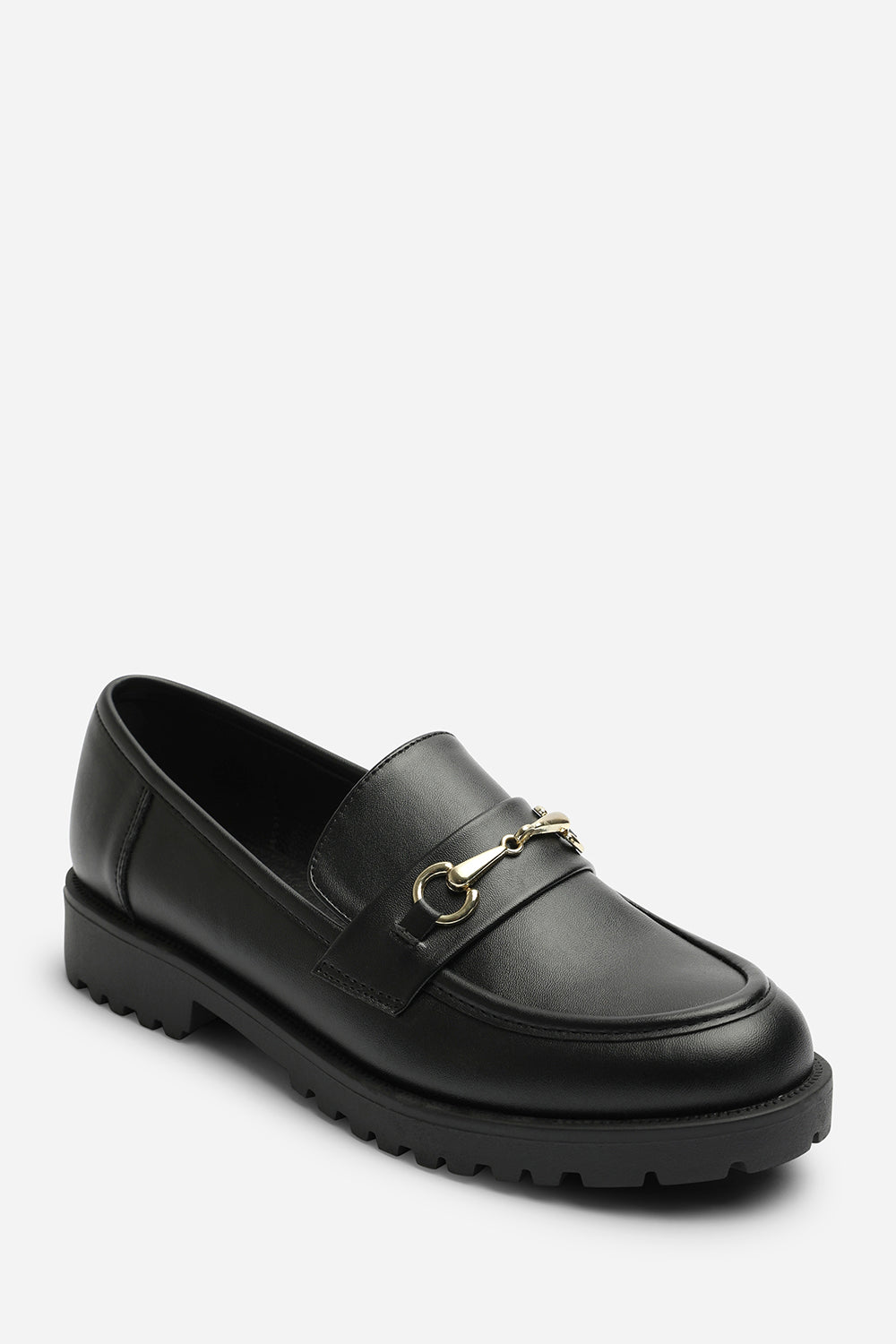 Aadhya Black Chunky Snaffle Trim Detail Loafers