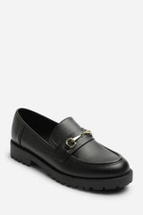 Aadhya Black Chunky Snaffle Trim Detail Loafers