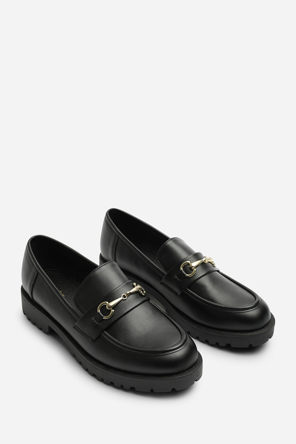 Aadhya Black Chunky Snaffle Trim Detail Loafers