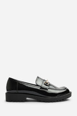 Aadhya Chunky Snaffle Trim Detail Loafers in Black Patent