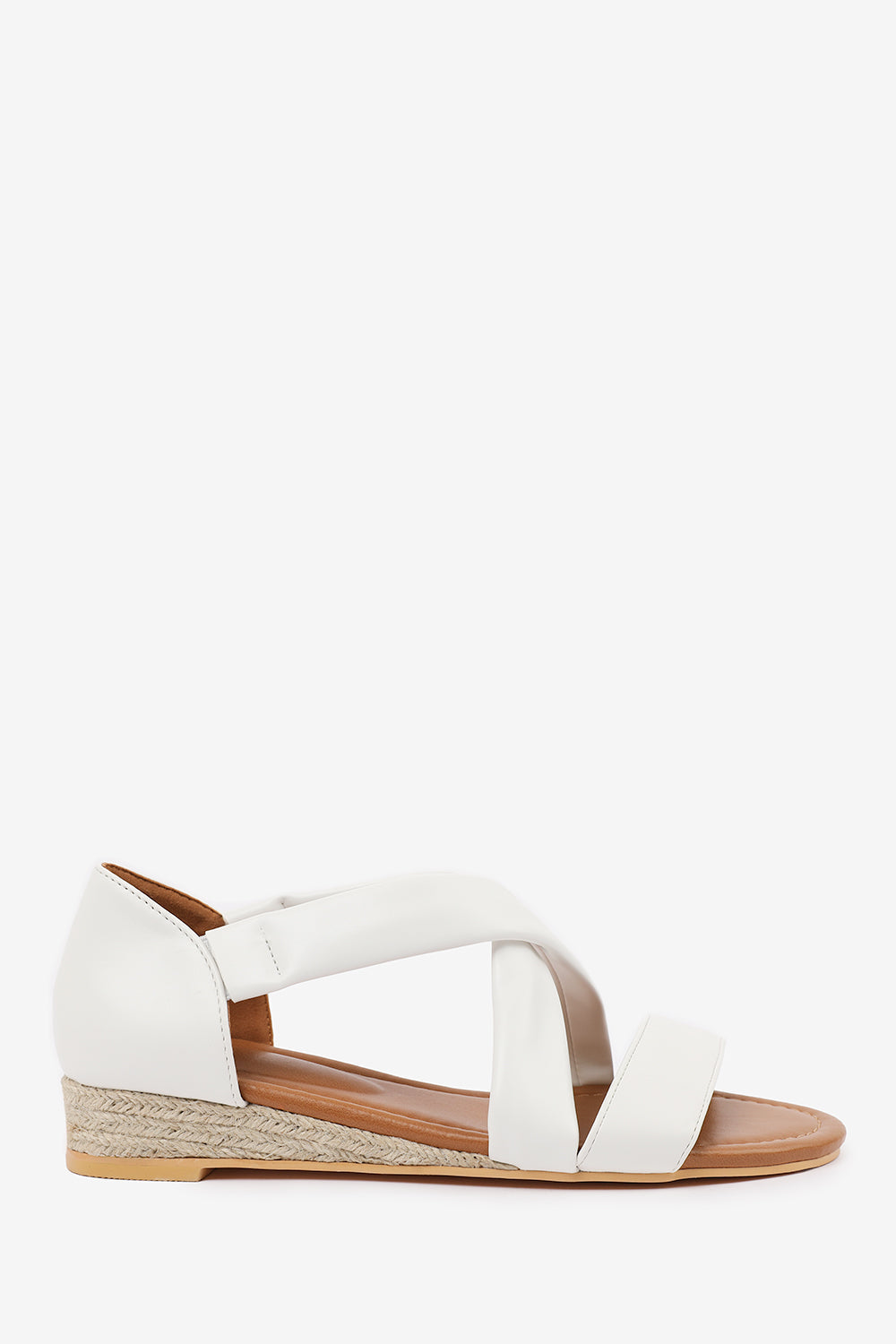 HUMMINGBIRD LOW WEDGE SHOES WITH CROSS OVER STRAP IN WHITE