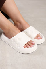 SYCAMORE EMBOSSED SLIDERS IN WHITE