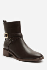 Elvara Dark Brown Suede Cowboy Boots Ankle Length Western Block Heel