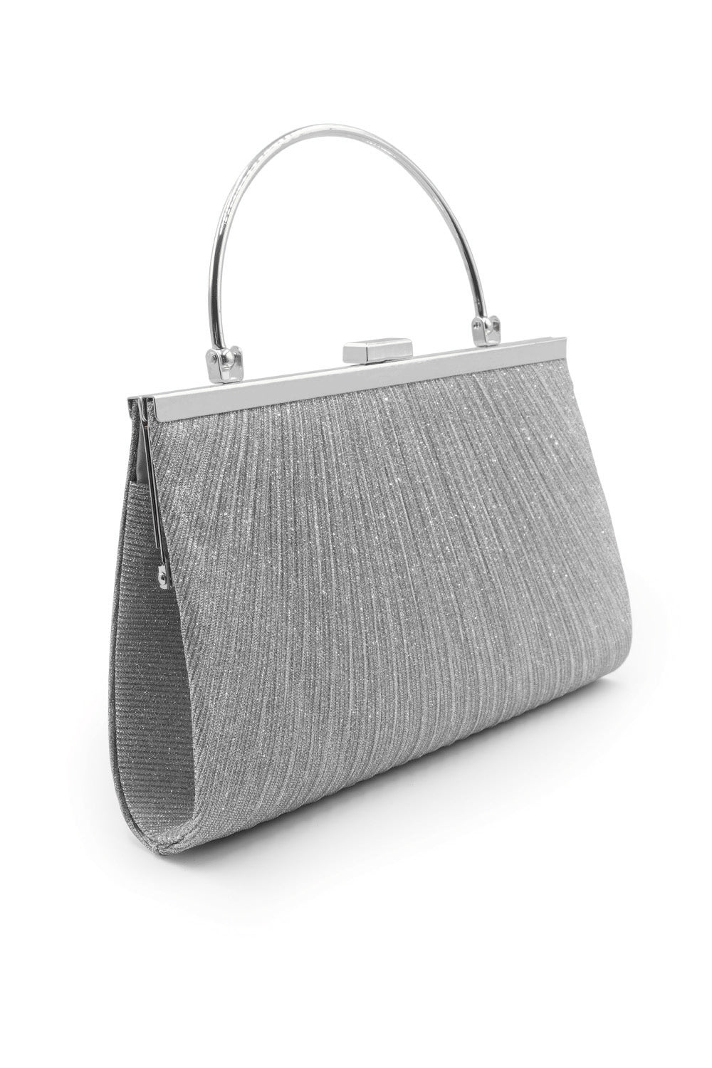 ELAINA CLUTCH WITH METAL HANDLE GRAB IN SILVER