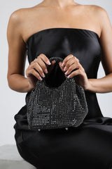 Shellies Crystal Embellished Bucket Bag in Black