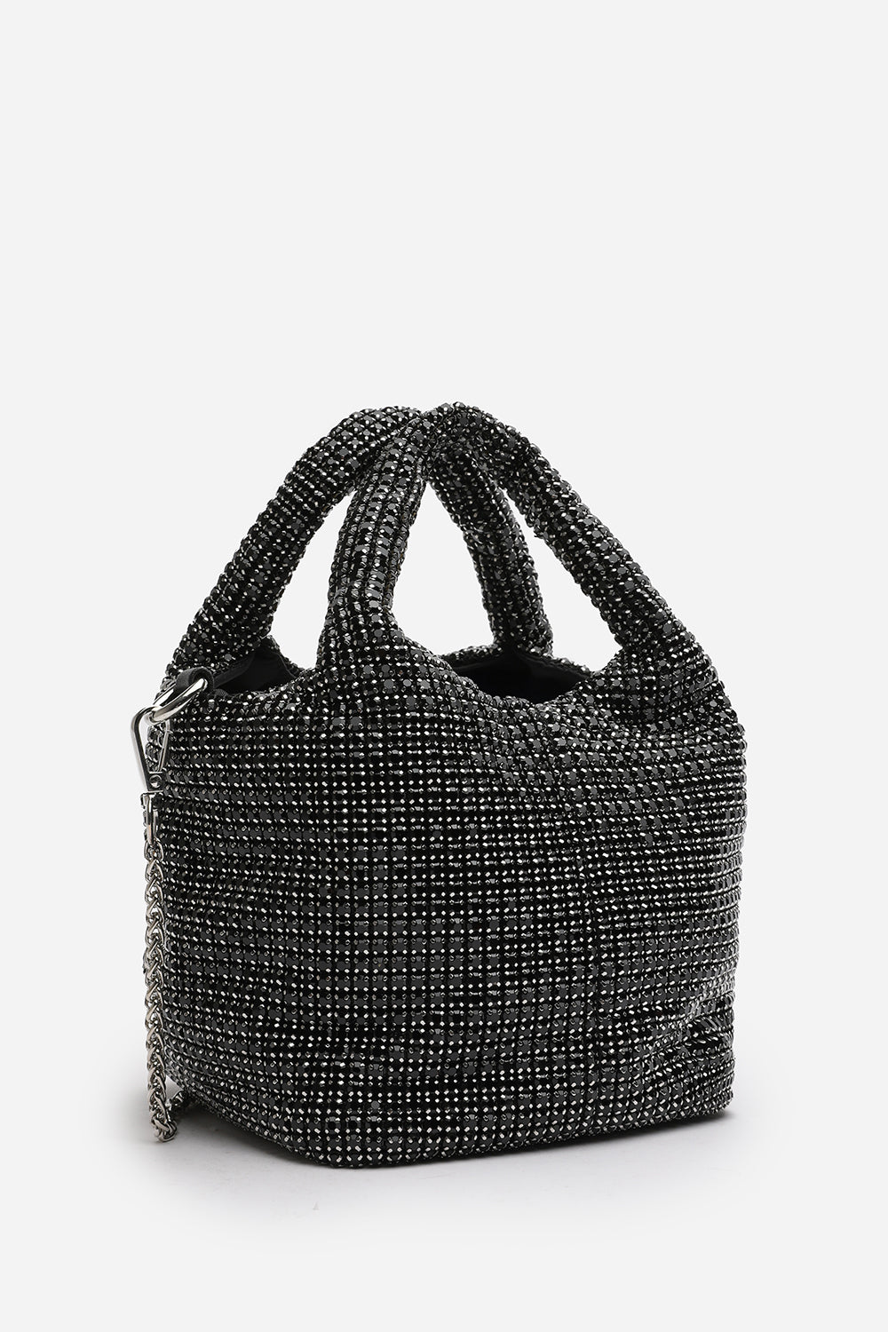 Shellies Crystal Embellished Bucket Bag in Black