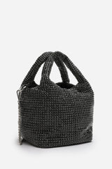 Shellies Crystal Embellished Bucket Bag in Black