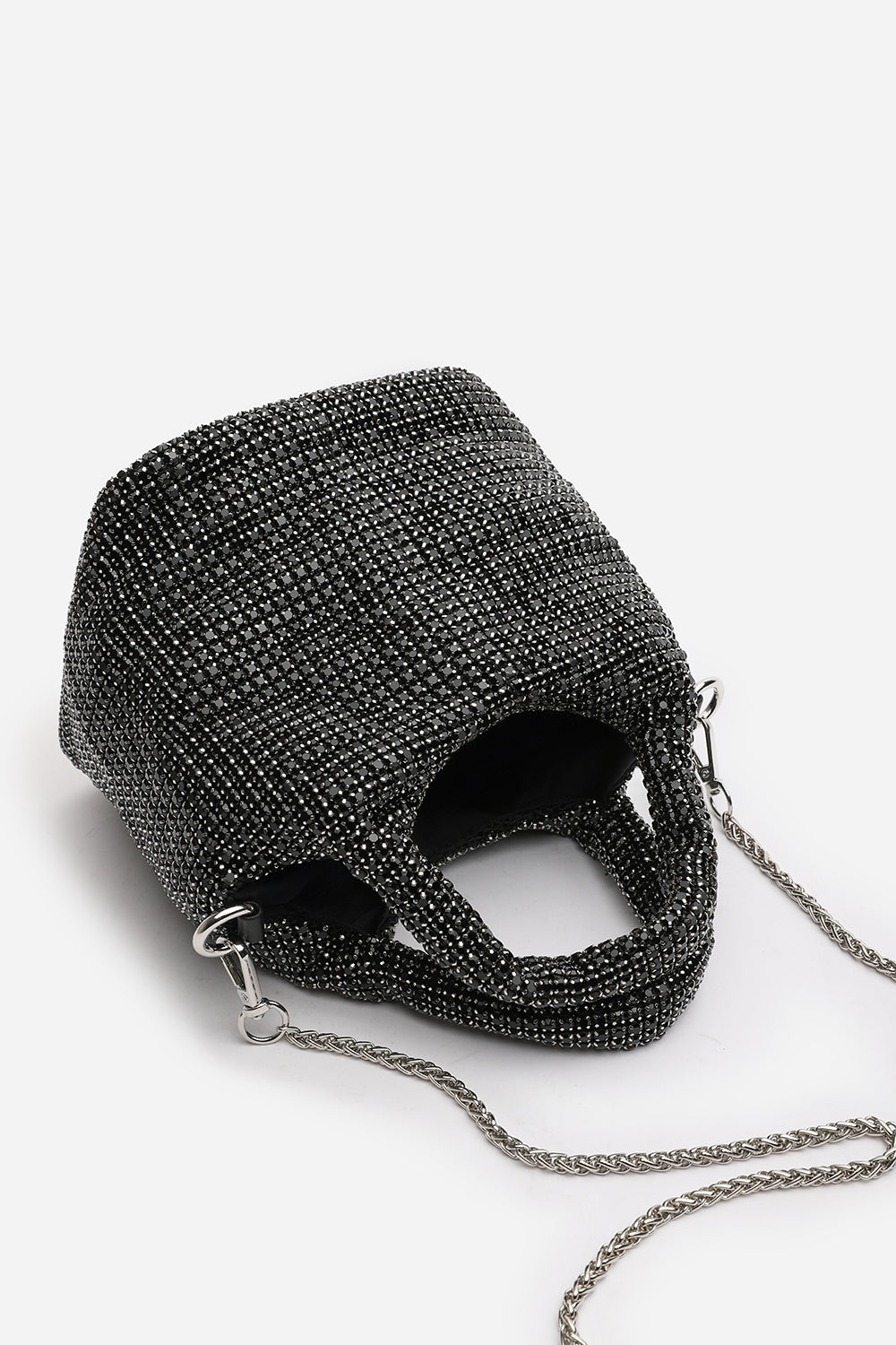 Shellies Crystal Embellished Bucket Bag in Black