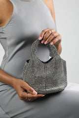Shellies Crystal Embellished Bucket Bag in Silver