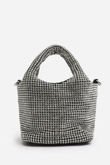 Shellies Crystal Embellished Bucket Bag in Silver