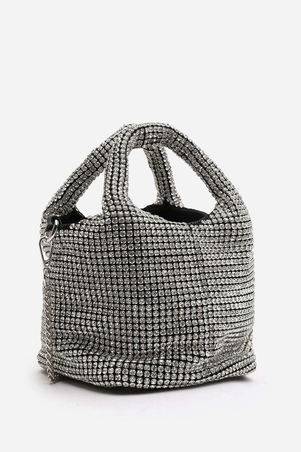 Shellies Crystal Embellished Bucket Bag in Silver
