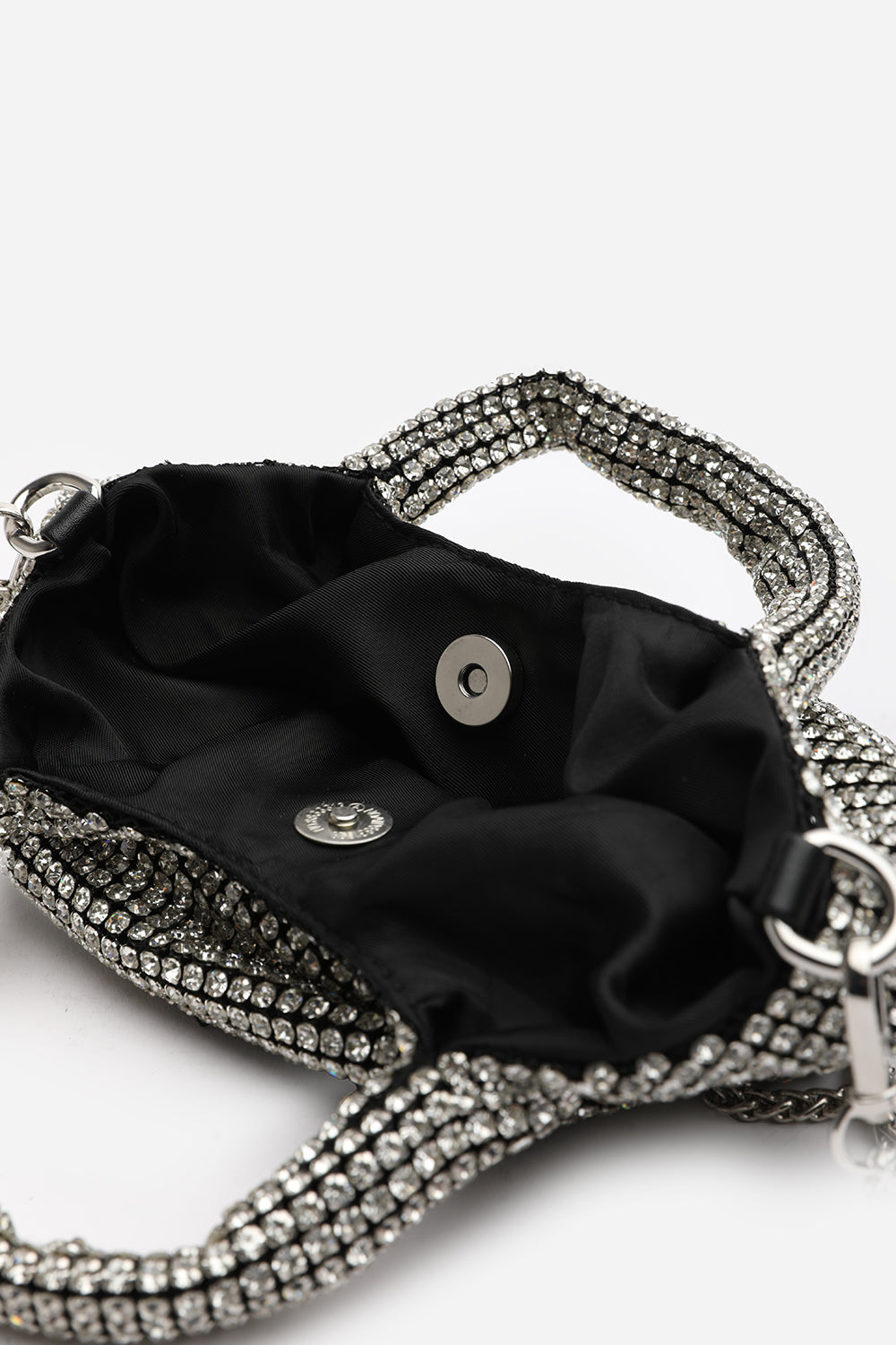 Shellies Crystal Embellished Bucket Bag in Silver