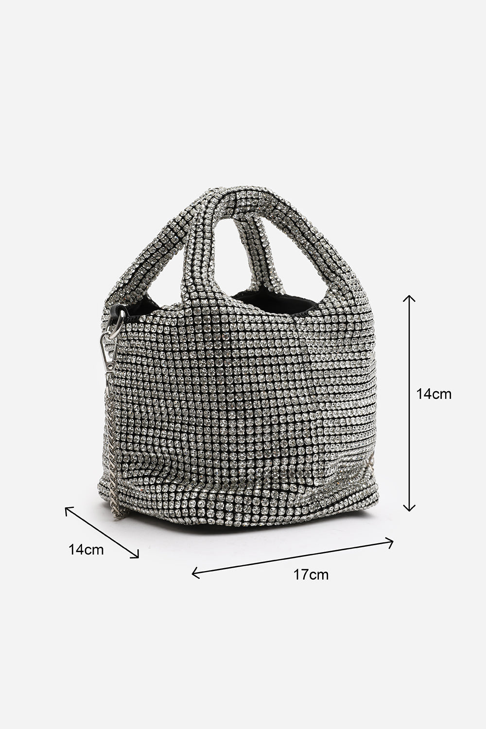 Shellies Crystal Embellished Bucket Bag in Silver