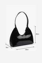 Ecru Sleek Minimalist Hobo bag in Black Patent Faux Leather