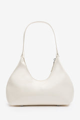Ecru Sleek Minimalist Hobo bag in Cream Patent Faux Leather