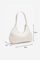 Ecru Sleek Minimalist Hobo bag in Cream Patent Faux Leather