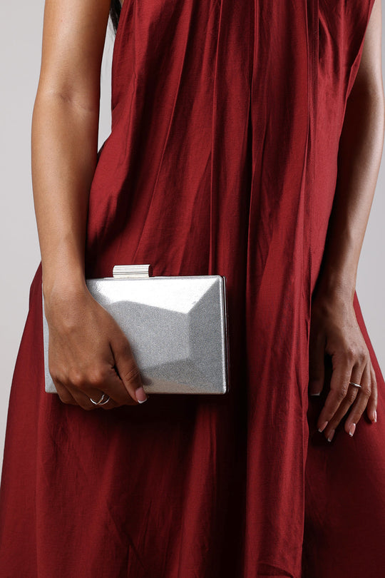 Oceane Embellished Evening Clutch In Silver