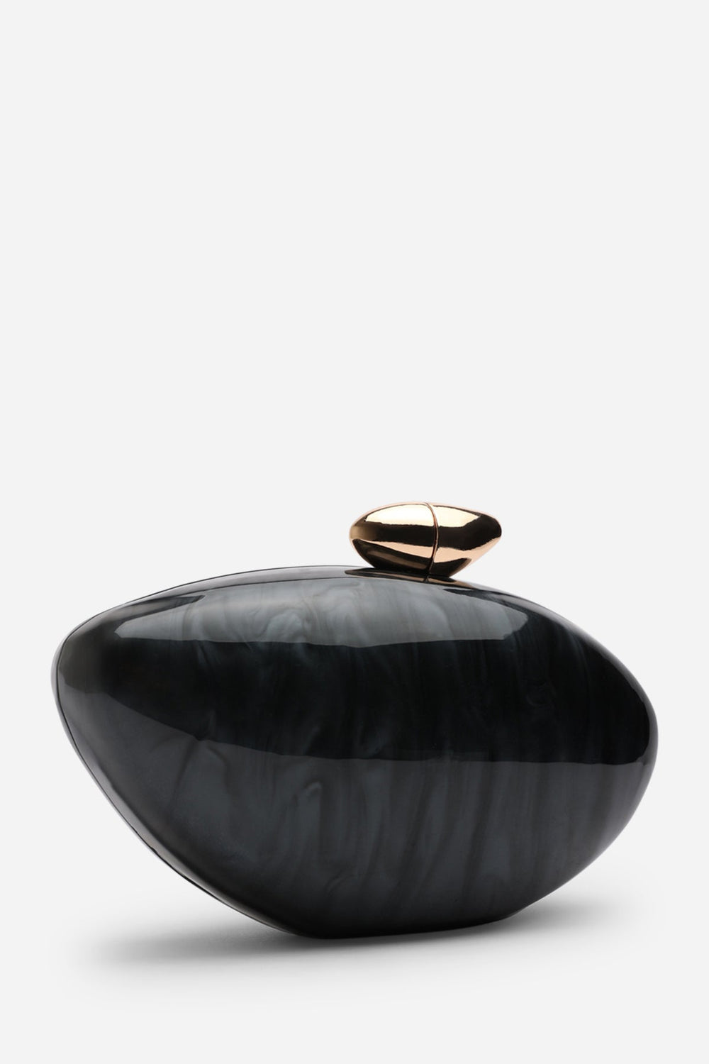 Benna Marble Acrylic Clutch In Black