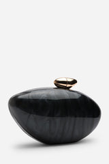 Benna Marble Acrylic Clutch In Black
