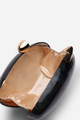 Benna Marble Acrylic Clutch In Black